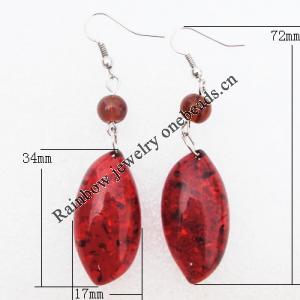 Imitate Amber Earring, 34x17x10mm Length 72mm, Sold by Bag