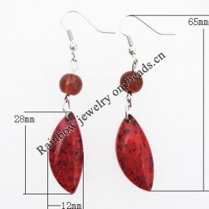 Imitate Amber Earring, 28x12x7mm Length 65mm, Sold by Bag
