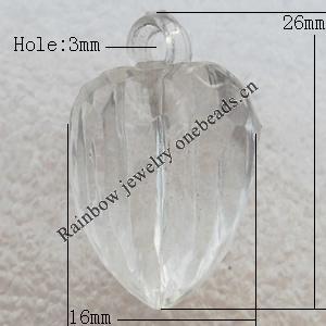 Transparent Acrylic Pendant, 16x26mm Hole:3mm, Sold by Bag