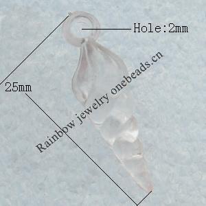 Transparent Acrylic Pendant, Whelk 7x25mm Hole:33mm, Sold by Bag