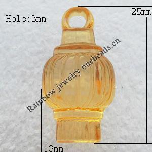 Transparent Acrylic Pendant, Lantern 13x25mm Hole:3mm, Sold by Bag
