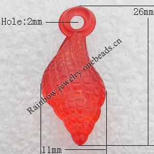 Transparent Acrylic Pendant, Whelk 11x26mm Hole:2mm, Sold by Bag