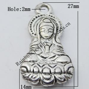 Jewelry findings, CCB plastic Pendant, Buddha 14x27mm, Hole:2mm sold By Bag