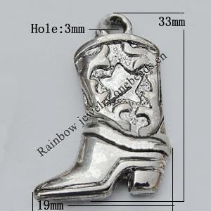 Jewelry findings, CCB plastic Pendant, Boot 19x33mm, Hole:3mm sold By Bag
