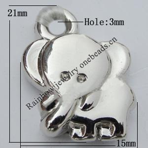 Jewelry findings, CCB plastic Pendant, Elephant 15x21mm, Hole:3mm sold By Bag