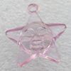 Transparent Acrylic Pendant, Star 14x27mm Hole:2mm, Sold by Bag