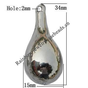 Jewelry findings, CCB plastic Pendant, 15x34mm, Hole:2mm sold By Bag