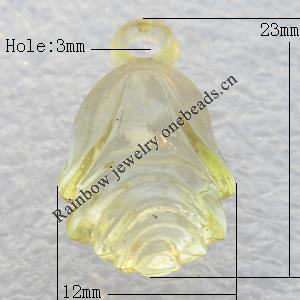 Transparent Acrylic Pendant, Flower 12x23mm Hole:3mm, Sold by Bag