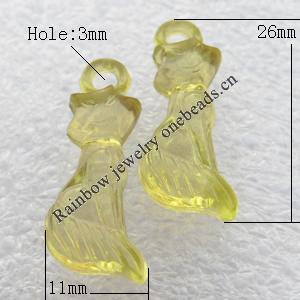 Transparent Acrylic Pendant, Cat 11x26mm Hole:3mm, Sold by Bag