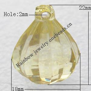 Transparent Acrylic Pendant, Ballute 18x22mm Hole:2mm, Sold by Bag