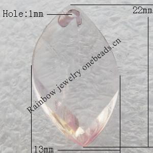 Transparent Acrylic Pendant, Faceted Flat Horse Eye 13x22mm Hole:1mm, Sold by Bag