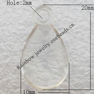 Transparent Acrylic Pendant, Faceted Teardrop 10x20mm Hole:2mm, Sold by Bag