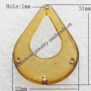 Transparent Acrylic Pendant, Hollow Flat Teardrop 22x31mm Hole:1mm, Sold by Bag