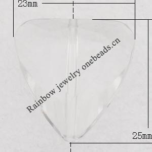 Transparent Acrylic Pendant, Triangle 23x25mm Hole:1mm, Sold by Bag