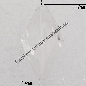 Transparent Acrylic Pendant, Twist Faceted Diamond 14x27mm Hole:1mm, Sold by Bag