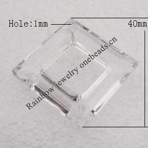 Transparent Acrylic Pendant, Hollow Diamond 40mm Hole:1mm, Sold by Bag
