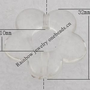 Transparent Acrylic Pendant, Flower O:32mm I:10mm Hole:2.14mm, Sold by Bag