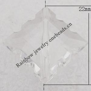 Transparent Acrylic Pendant, Diamond 22m Hole:1mm, Sold by Bag