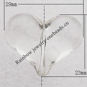 Transparent Acrylic Pendant, Heart 29x23mm Hole:2mm, Sold by Bag