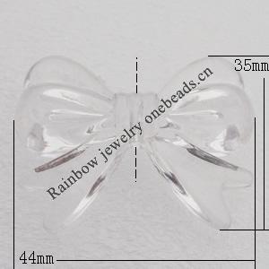 Transparent Acrylic Pendant, Bowknot 44x35mm Hole:2mm, Sold by Bag