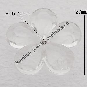 Transparent Acrylic Pendant, Flower 20x5mm Hole:1mm, Sold by Bag