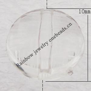 Transparent Acrylic Pendant, Faceted Flat Round 10x6mm Hole:1mm, Sold by Bag
