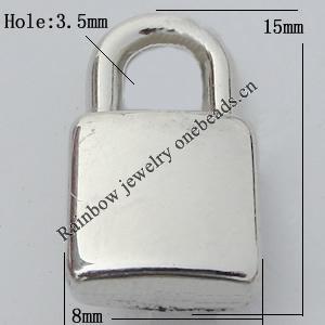Jewelry findings, CCB plastic Pendant, Lock 8x15mm, Hole:3.5mm sold By Bag
