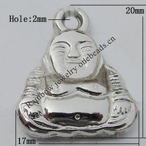 Jewelry findings, CCB plastic Pendant, Buddha 17x20mm, Hole:2mm sold By Bag