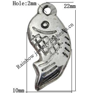 Jewelry findings, CCB plastic Pendant, Fish 10x22mm, Hole:2mm sold By Bag