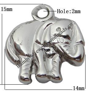 Jewelry findings, CCB plastic Pendant, Elephant 14x15mm, Hole:2mm sold By Bag