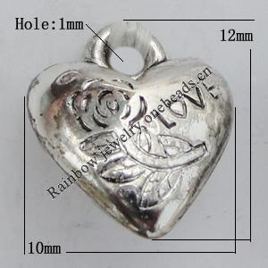 Jewelry findings, CCB plastic Pendant, Heart 10x12mm, Hole:1mm sold By Bag