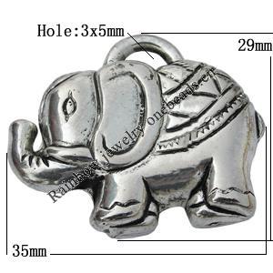 Jewelry findings, CCB plastic Pendant, Elephant 35x29x11mm, Hole:3x5mm sold By Bag