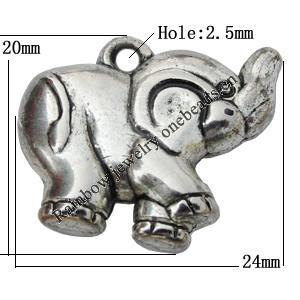 Jewelry findings, CCB plastic Pendant, Elephant 24x20mm, Hole:2.5mm sold By Bag