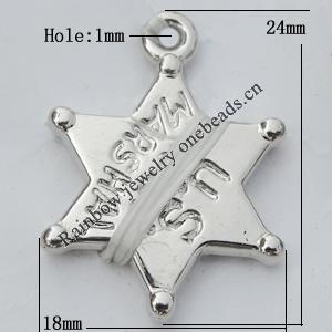 Jewelry findings, CCB plastic Pendant, Star 18x24mm, Hole:1mm sold By Bag