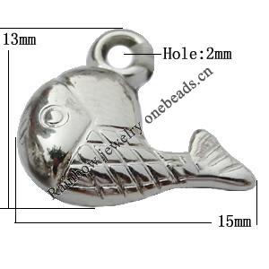 Jewelry findings, CCB plastic Pendant, Fish 13x15mm, Hole:2mm sold By Bag