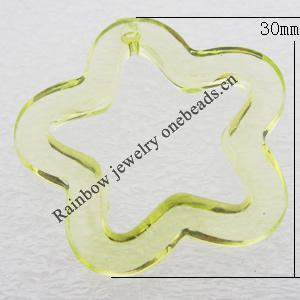 Transparent Acrylic Pendant, Hollow Flower O:30mm I:18mm, Sold by Bag