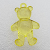 Transparent Acrylic Pendant, Bear 26x40mm Hole:2mm, Sold by Bag
