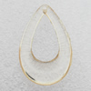 Transparent Acrylic Pendant, Hollow Flat Teardrop 24x40mm Hole:2mm, Sold by Bag