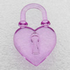 Transparent Acrylic Pendant, Heart 27x44mm Hole:10mm, Sold by Bag