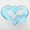Transparent Acrylic Pendant, Heart 50x40mm Hole:3mm, Sold by Bag