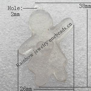 Transparent Acrylic Pendant, Chirldren 26x38mm Hole:2mm, Sold by Bag