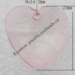 Transparent Acrylic Pendant, Heart 23x23mm Hole:2mm, Sold by Bag