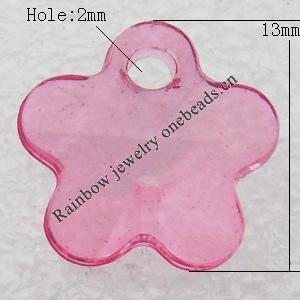 Transparent Acrylic Pendant, Flower 13x13mm Hole:2mm, Sold by Bag