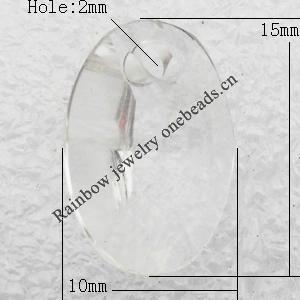 Transparent Acrylic Pendant, Flat Faceted Oval 10x15mm Hole:2mm, Sold by Bag