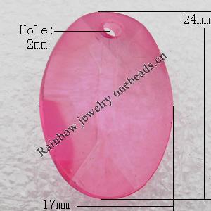 Transparent Acrylic Pendant, Flat Faceted Oval 17x24mm Hole:2mm, Sold by Bag