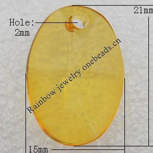 Transparent Acrylic Pendant, Flat Faceted Oval 15x21mm Hole:2mm, Sold by Bag