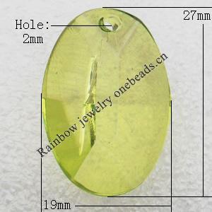 Transparent Acrylic Pendant, Flat Faceted Oval 19x27mm Hole:2mm, Sold by Bag