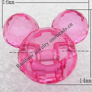 Transparent Acrylic Pendant, Animal Head 16x14mm Hole:2mm, Sold by Bag
