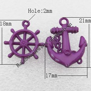 Solid Acrylic Pendant, Mixed Wheel:17x18mm Anchor:17x21mm Hole:2mm, Sold by Bag
