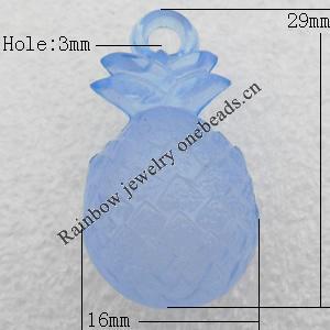 Transparent Acrylic Pendant, Fruit 16x29mm Hole:3mm, Sold by Bag